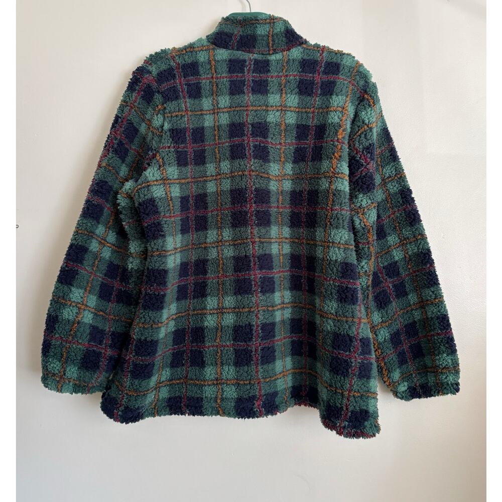 Green and Blue Style & Co. Checkered Plaid Fleece 1/4 Zip Sweatshirt 1X - Picture 3 of 3